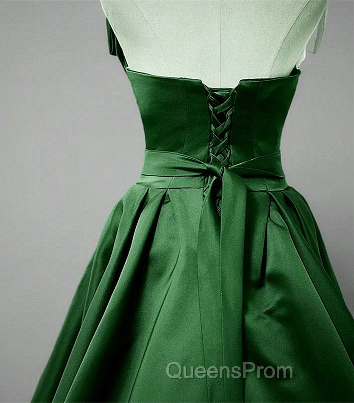 Green A-line Simple Satin Long Party Dress, Green Satin Evening Prom Dress