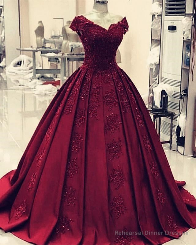 Green Ball Gown Satin Prom Dresses Lace V Neck Formal Dress,Quinceanera Dresses Main image