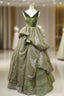 Green Ball Gown Sequins V-neck Backless Luxury Evening Prom Dress