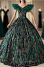 Green Ball Gown Sequins V-neck Quinceanera Dress