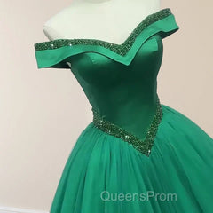Green Beading Off the Shoulder Floor Length Quinceanera Dress