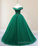 Green Beading Off the Shoulder Floor Length Quinceanera Dress