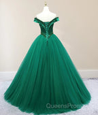 Green Beading Off the Shoulder Floor Length Quinceanera Dress