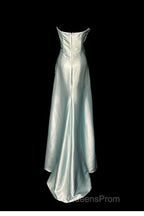 Green Bodycon Dress Strapless Satin Long Evening Prom Dress Simple Evening Dress