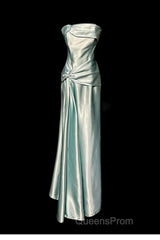 Green Bodycon Dress Strapless Satin Long Evening Prom Dress Simple Evening Dress