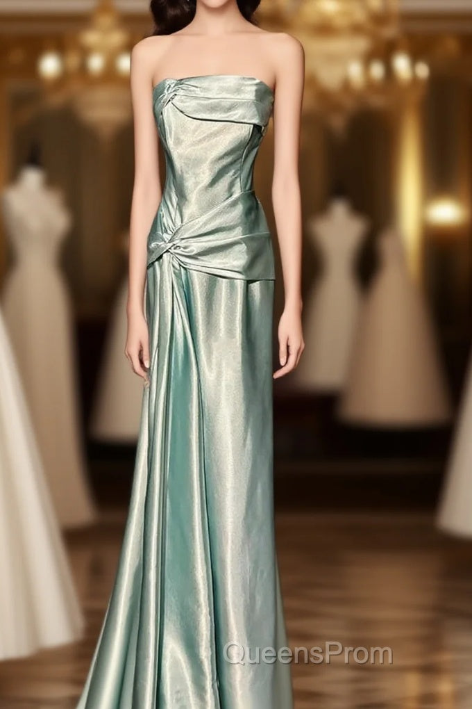 Green Bodycon Dress Strapless Satin Long Evening Prom Dress Simple Evening Dress Main image