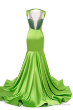Purple Deep V Neck Mermaid Satin Prom Dresses Sparkly Beaded Pageant Crystals Evening Formal Dresses