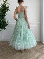 Green Shiny Sequins Midi Homecoming Dress Party Dress Classy Prom Dress