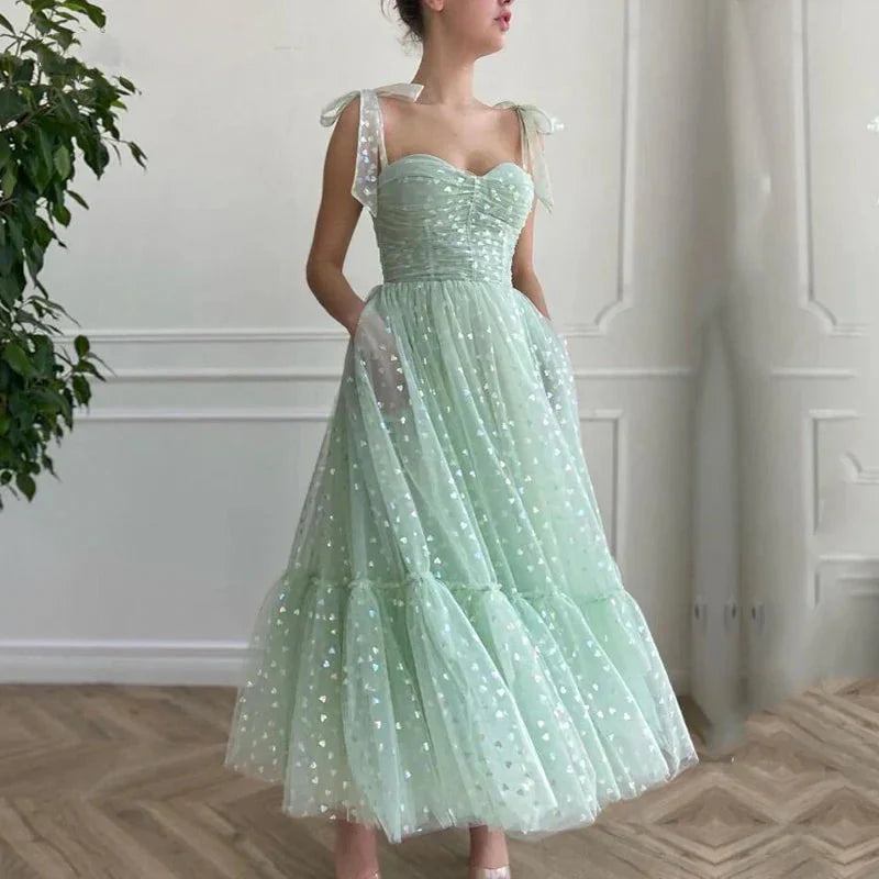 Green Shiny Sequins Midi Homecoming Dress Party Dress Classy Prom Dress Main image