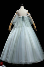 Green Lace Long A-Line Off the Shoulder Evening Prom Dress, Evening Party Dress