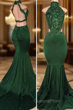 Green lace mermaid Evening Prom Dress, green evening Dress