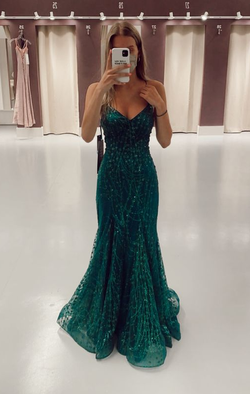 Green Long Mermaid Classy Prom Dress Classy Evening Gowns Main image