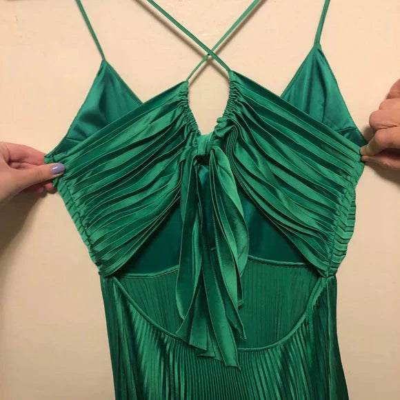 Green Long Pleated Classy Prom Classy Evening Dress