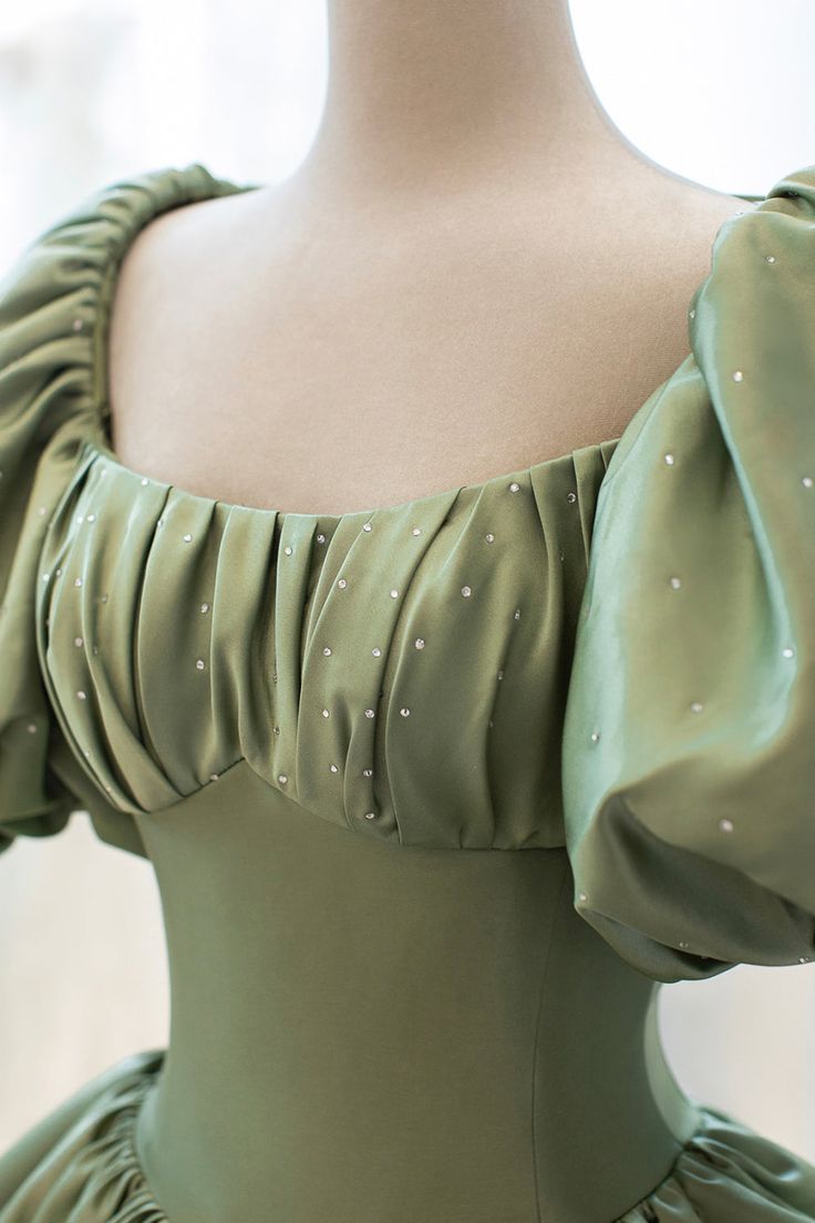 Green Sweet Elegant A-Line Long Satin Short Sleeves Classy Prom Dress Classy Evening Dress Birthday Dress Graduation Dress Secondary image