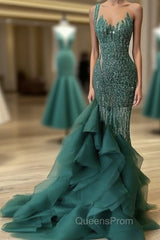 Green Long Evening Prom Dress Sexy Evening Gown