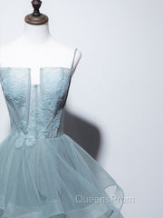 Green Long Evening Prom Dress, Green Evening Graduation Dress With Lace