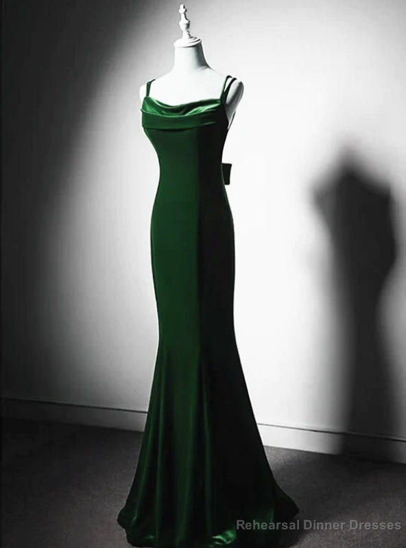 Green Mermaid Velvet Spaghetti Straps Prom Dress Main image