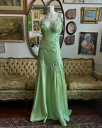 Green Satin A Line Long Classy Prom Dress Classy Party Dress