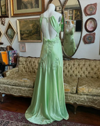 Green Satin A Line Long Classy Prom Dress Classy Party Dress
