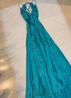 Green Satin A Line Long Classy Prom Dress Classy Party Dress