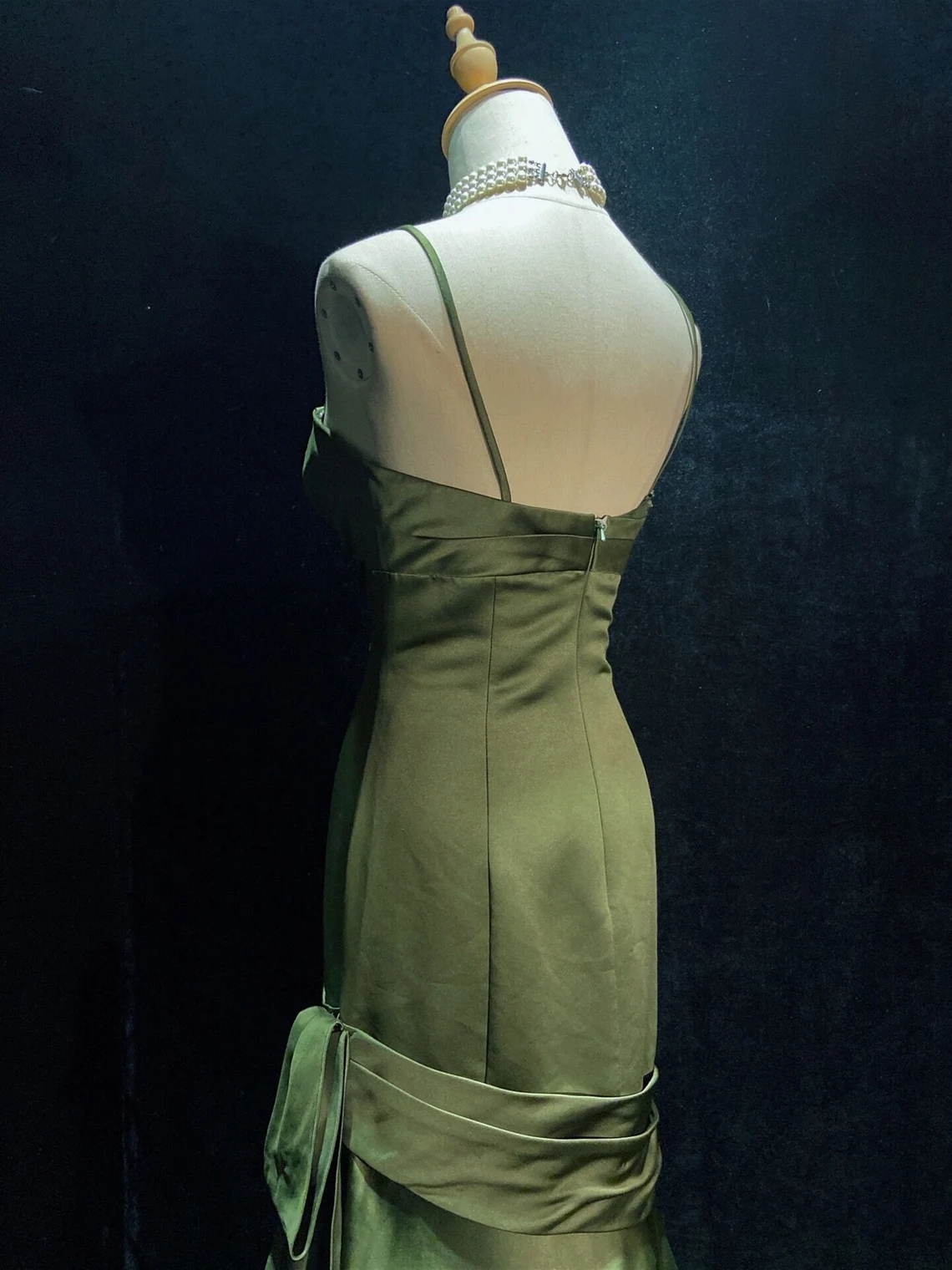 Green Satin Sweetheart Straps Long Classy Evening Dress, Long Green Wedding Party Dress