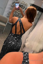 Green Sequin Long Prom Dress with Slit
