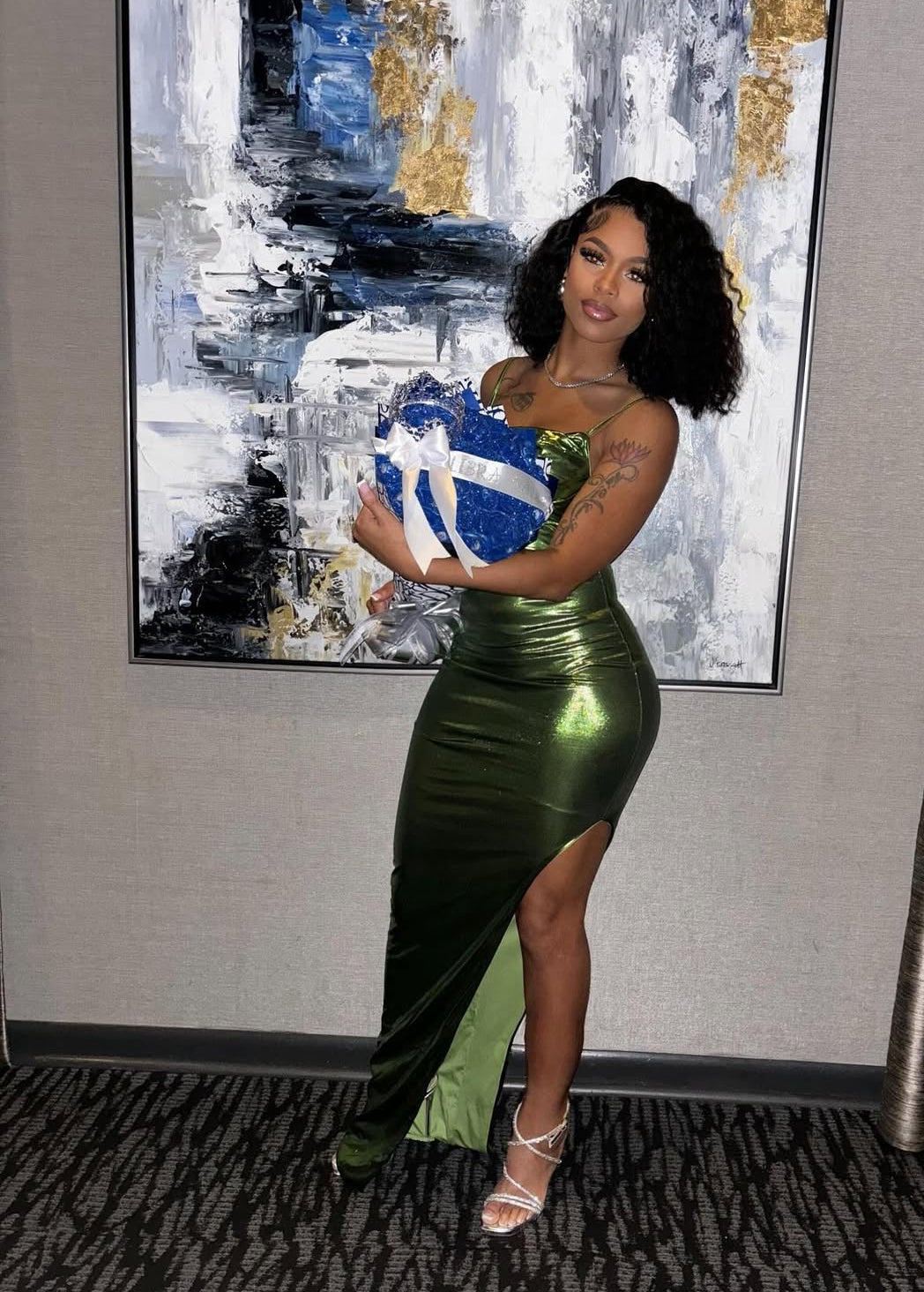 Green Sheath Long Classy Prom Dress With Slit Black Girl Classy Evening Dress