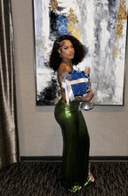 Green Sheath Long Classy Prom Dress With Slit Black Girl Classy Evening Dress