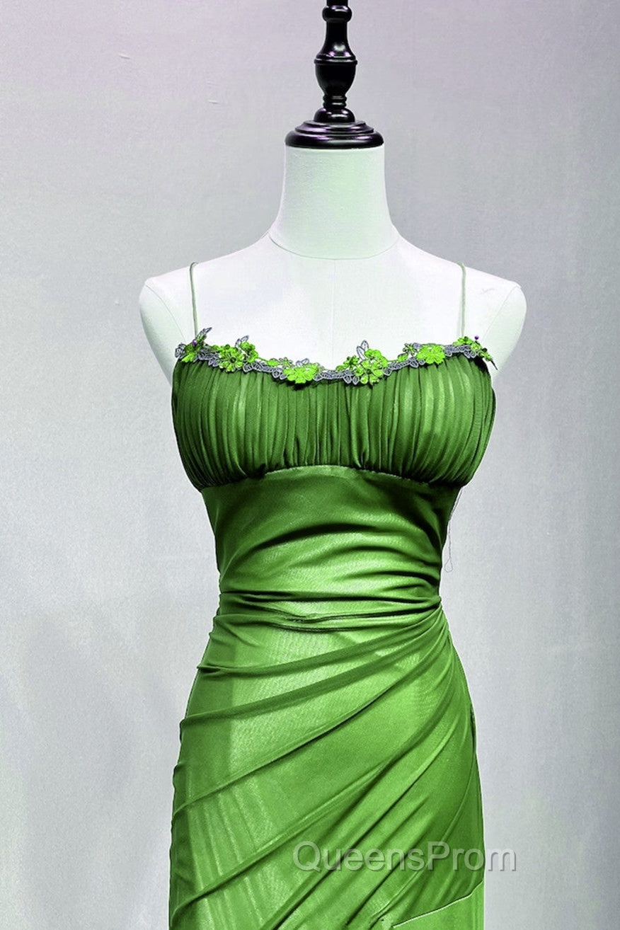 Green Straps Lace-Up Formal Dress Evening Dress, Green Spandex Evening Prom Dress Secondary image
