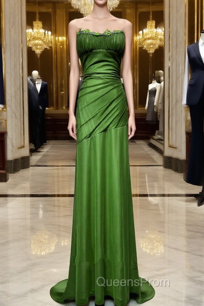 Green Straps Lace-Up Formal Dress Evening Dress, Green Spandex Evening Prom Dress Main image