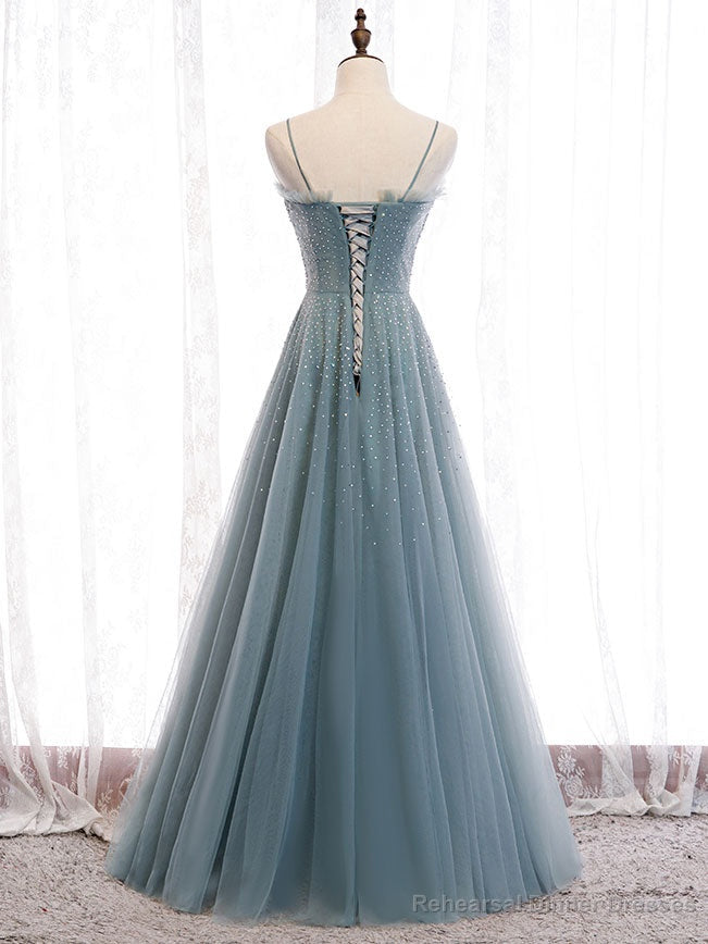 Green Sweetheart Neck Tulle Sequin Long Prom Dress Green Evening Dress