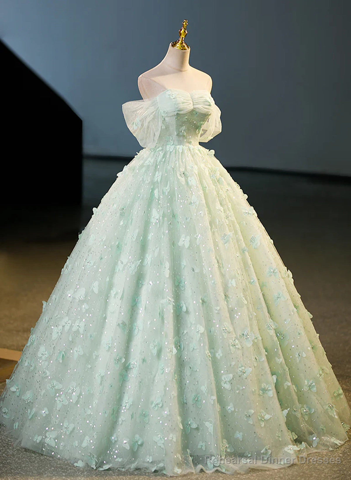 Green Tulle and Lace Long Formal Dress, Green Party Dress Prom Dress Secondary image
