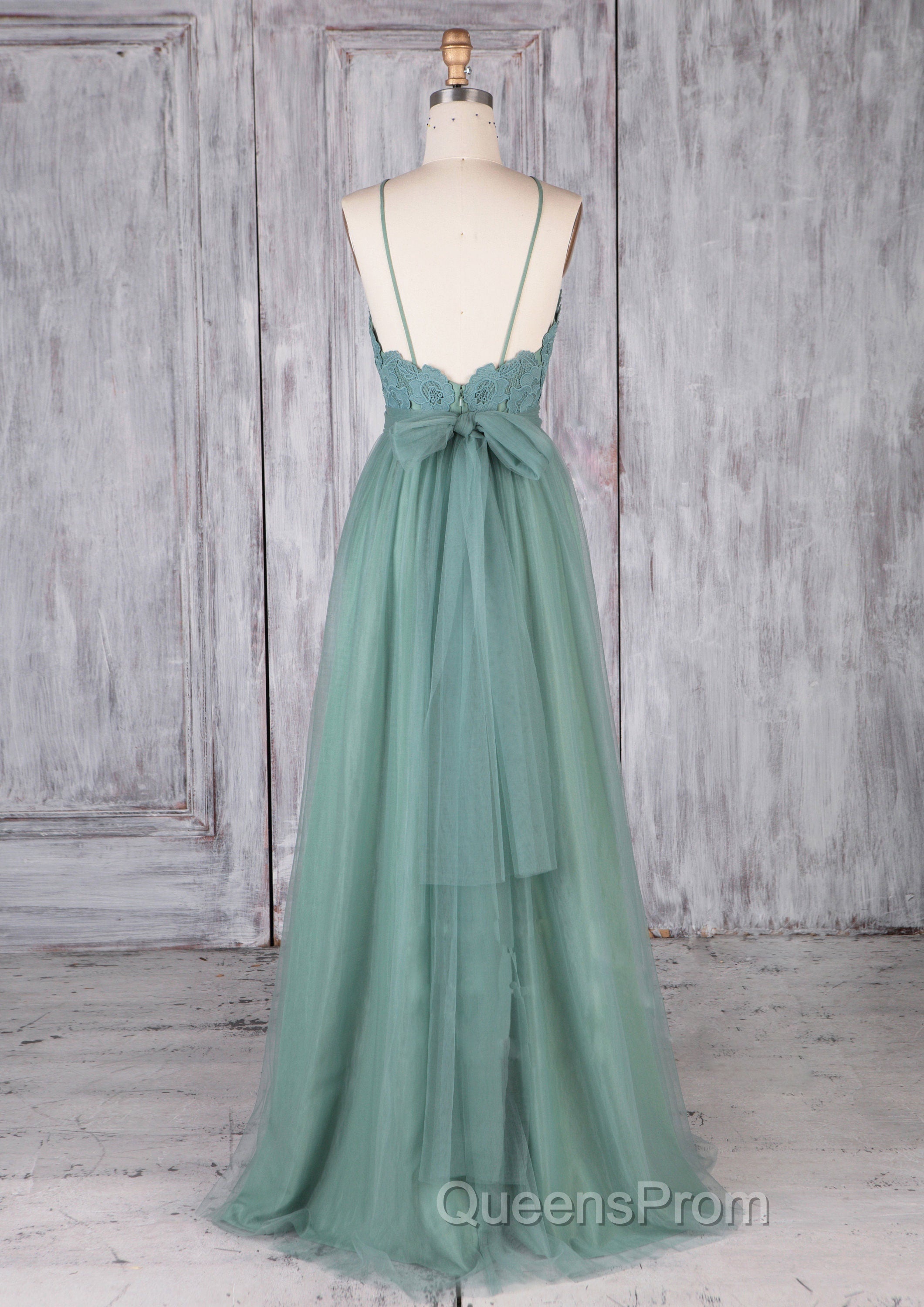 Green tulle lace long Evening Prom Dress green lace evening Dress Secondary image