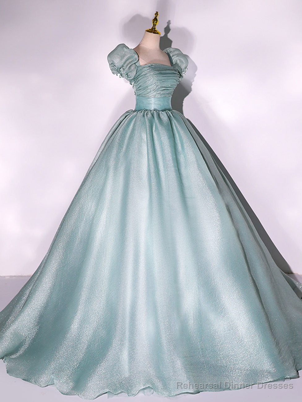 Green Tulle Long Prom Dress, A-Line Tulle Formal Evening Dresses Main image