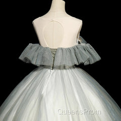 Green Tulle Off Shoulder Ball Gown Beaded Sweet 16 Dress, Green Tulle Formal Dress