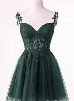 Green Tulle Short Party Dress Homecoming Dress, Green Tulle With Lace Classy Prom Dress