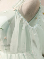 Green tulle short Evening Prom Dress, green tulle homecoming Dress