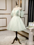 Green tulle short Evening Prom Dress, green tulle homecoming Dress
