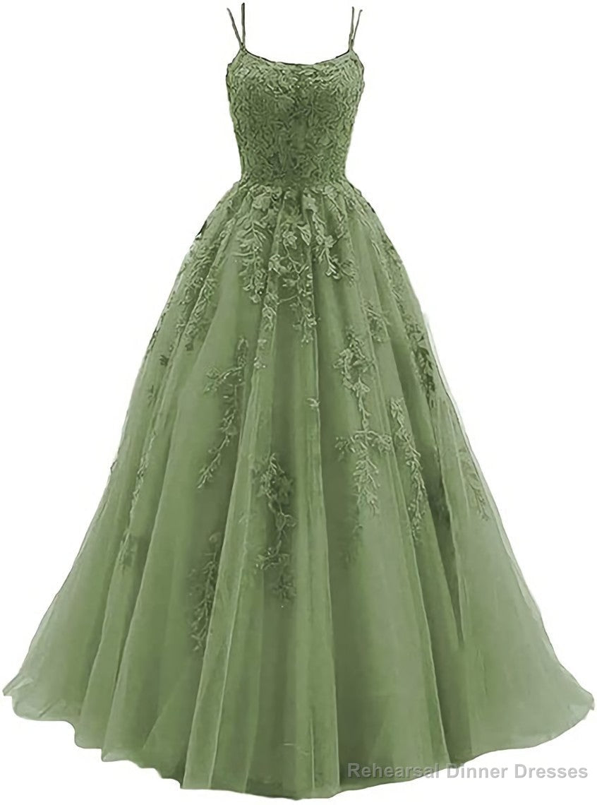Green Tulle with Lace Applique Formal Gown, Green Evening Prom Dress Secondary image