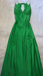 Green V Neck Long Classy Prom Dress