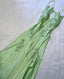 Green V neck Long Prom Dress