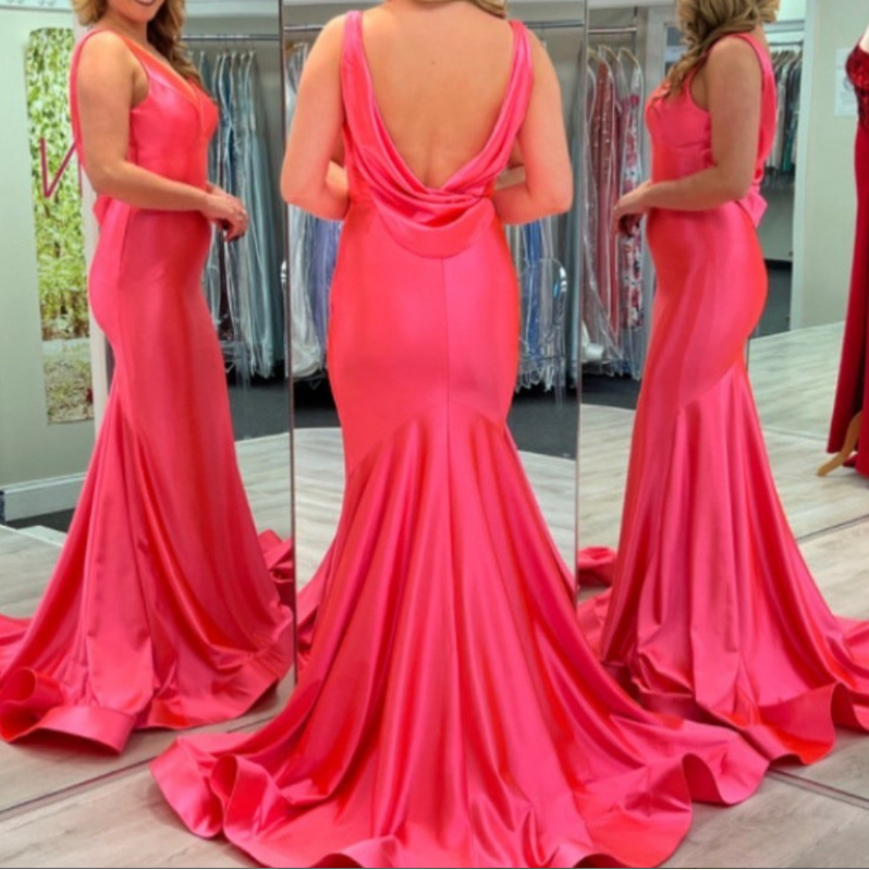 Vintage Satin V-Neck Mermaid Elegant Long Classy Evening Dress Party Dress Classy Prom Dress