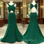 Green V Neck Mermaid Long Evening Prom Dress, Green Evening Dress For Teens