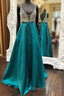 Green V Neck Sequin Long Evening Prom Dress, Green Evening Dress