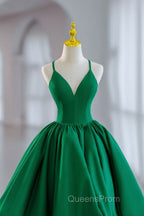 Green V-Neckline Straps Short Party Dress, Green Knee Length Homecoming Dress