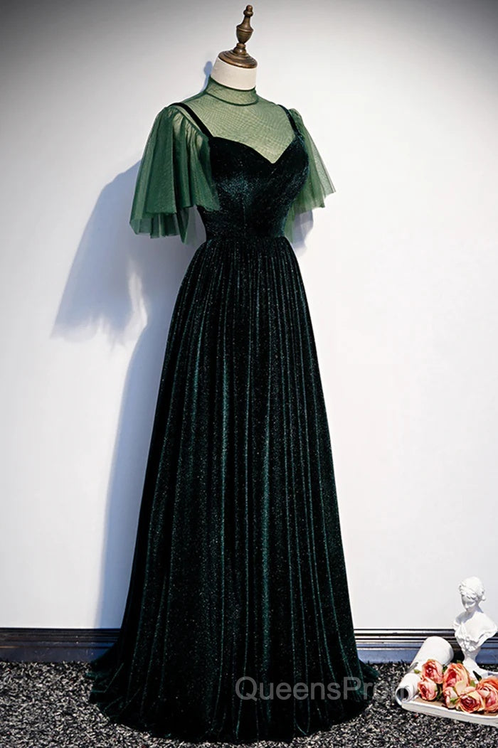 Green Velvet Long A-Line Evening Prom Dress Evening Dress Secondary image