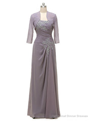 Grey One Shoulder Chiffon With Jacket Mother Of The Bride Dresses