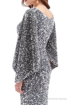V-Neck Sequins Mermaid Prom Dresses with Sleeves