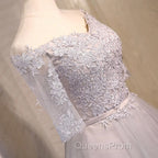 Half Sleeves Short Lace Evening Prom Dress, Short Lace Homecoming Bridesmaid Dress