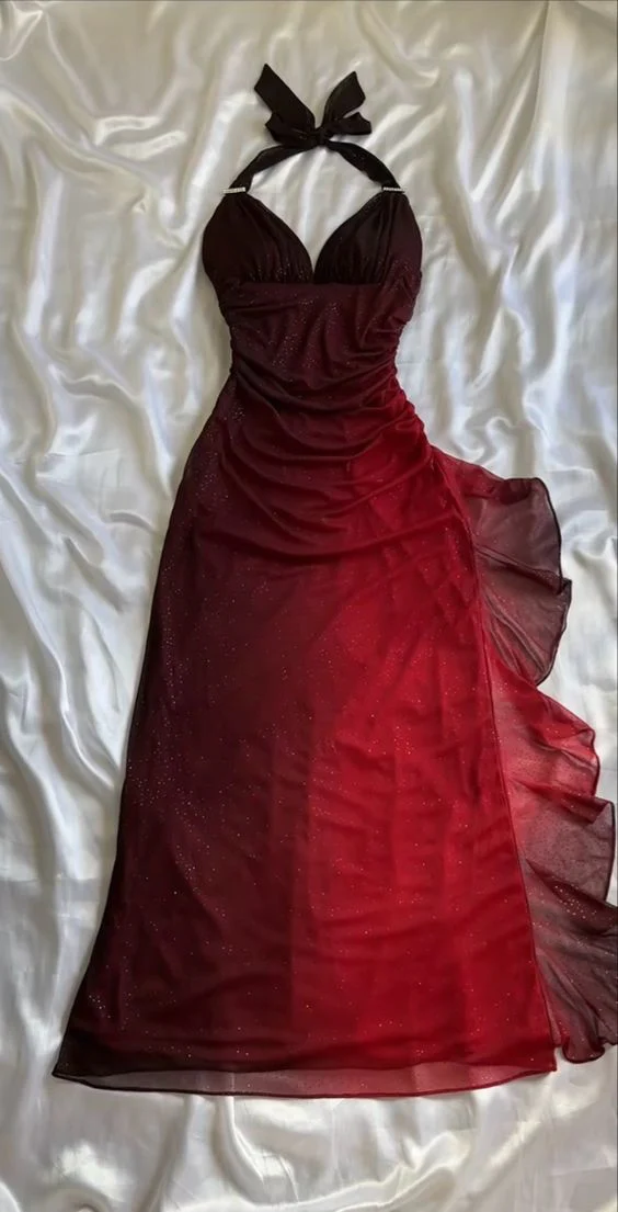 Burgundy Red/Indigo/Navy Blue Shiny Elegant Strappy Long Tulle Ball Gown Classy Evening Dress Birthday Party Dress